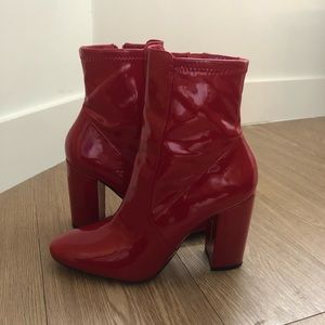 Aldo Aurella Red Patent Leather Booties